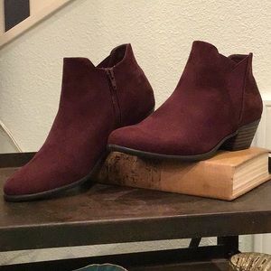 Madeline burgundy ankle booties